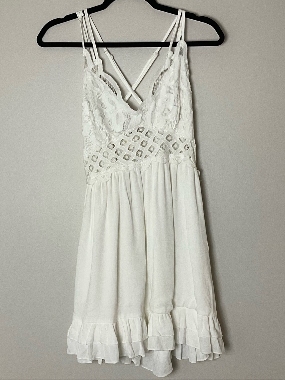 Ocean Drive NWT White Smock Lace Trim Summer Dress Boho Coquette Coastal Size M